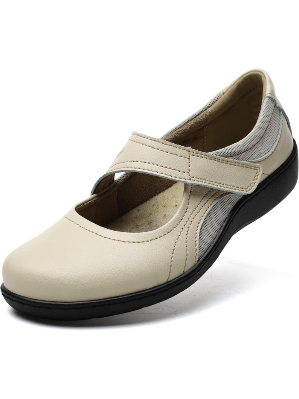 〽️Women's Mary Jane Flats Beige Leather Fashion Casual Closed Toe Breathable